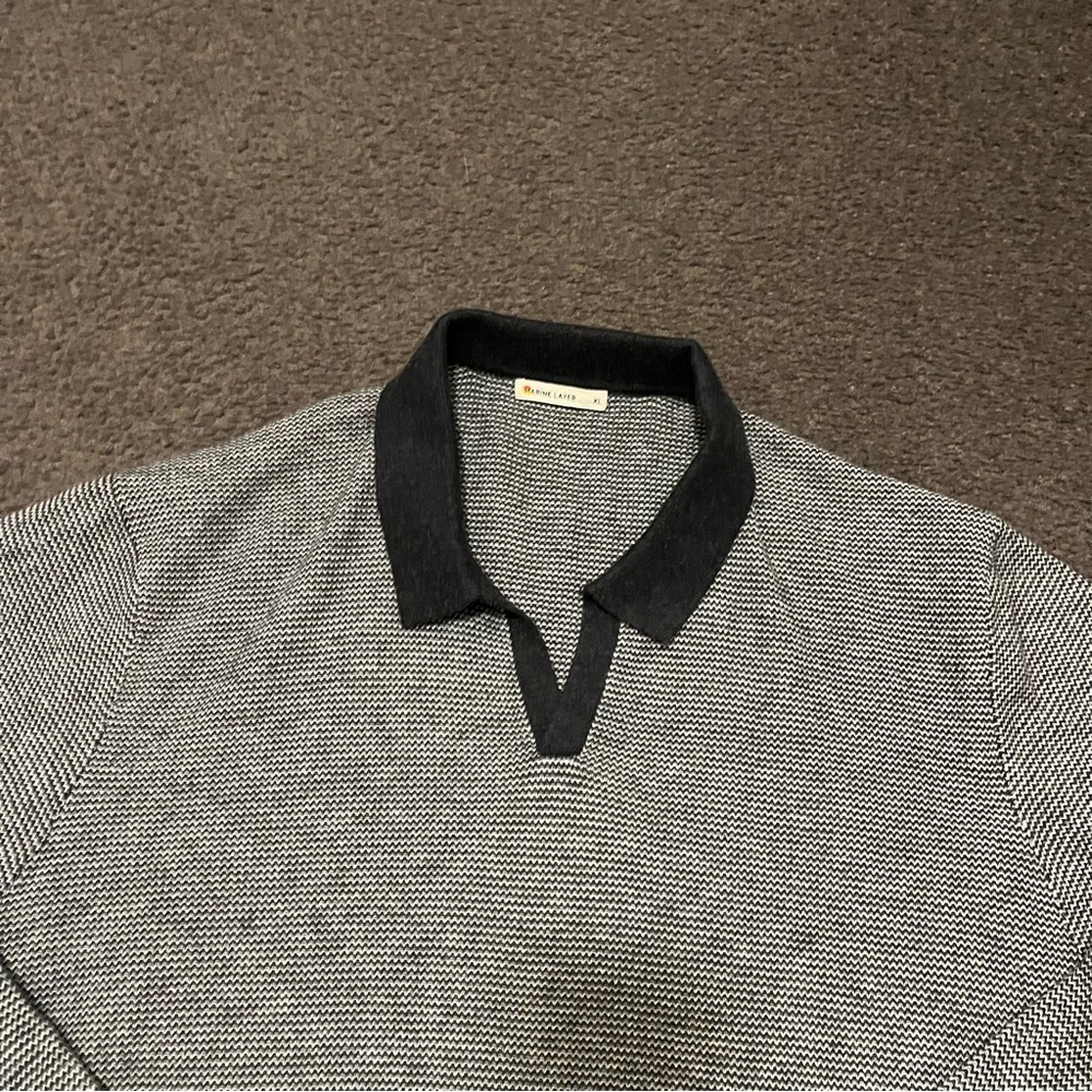 Marine Layer Liam Long Sleeve Sweater Polo - Picture 7 of 7